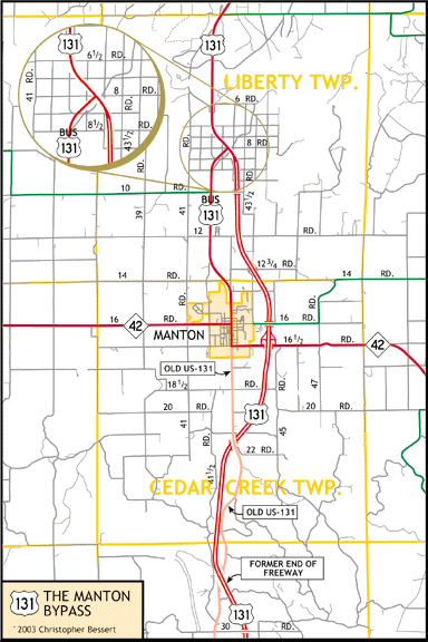 Michigan Highways Maps Us 131 Manton Bypass Map 2003