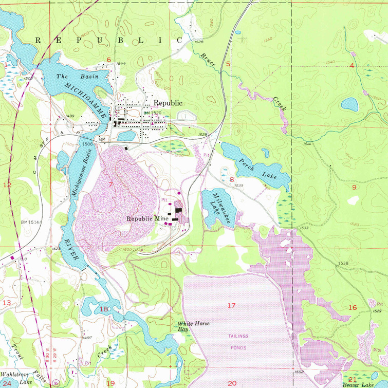 Republic, Michigan USGS Topographic Map, 1977