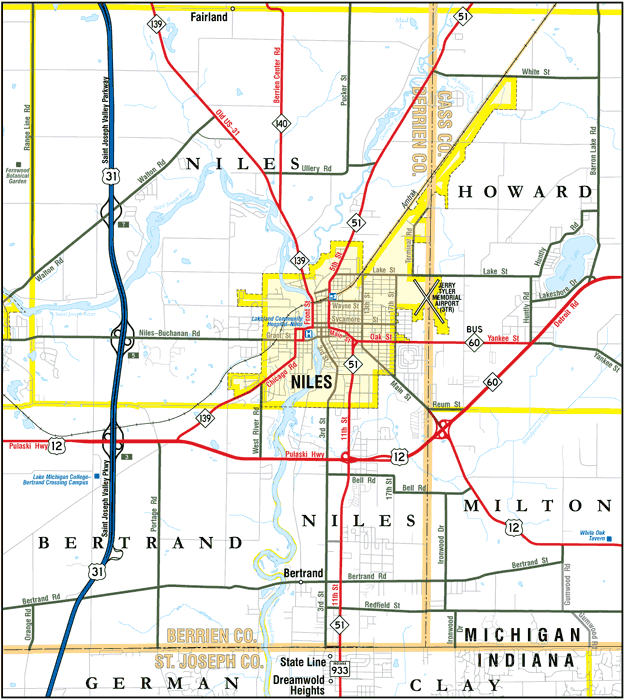 Map of Niles Area Highways