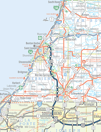 US-31 Freeway in Berrien County, thumbnail map