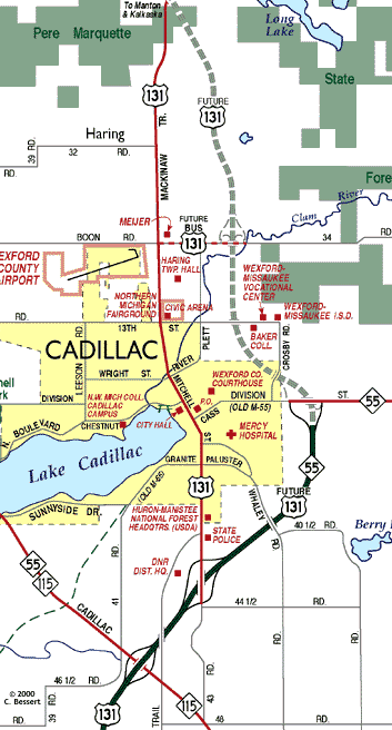 Cadillac Area map, 1999-2000