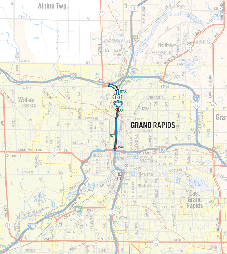 I-296 Route Map