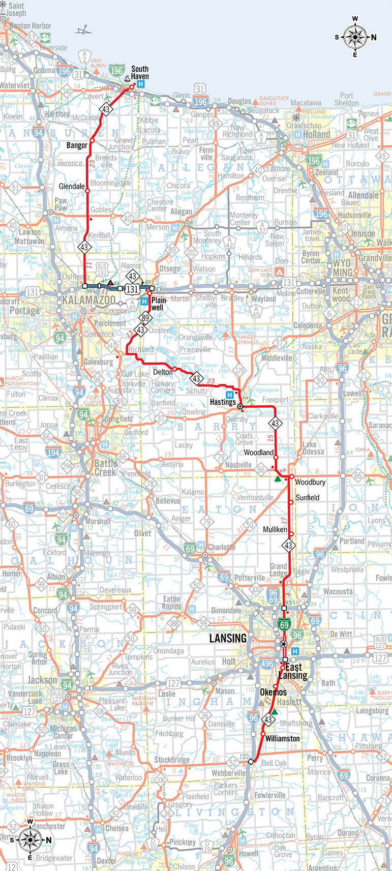 M-43 Route Map
