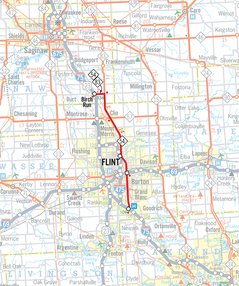 M-54 Route Map