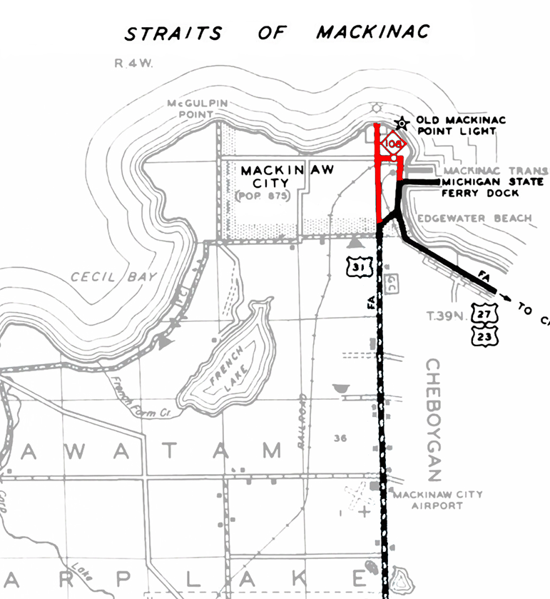 Former M-108 Route Map