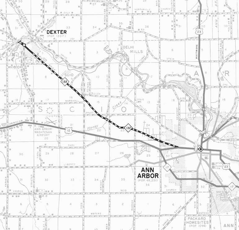 Former M-132 Route Map, 1955