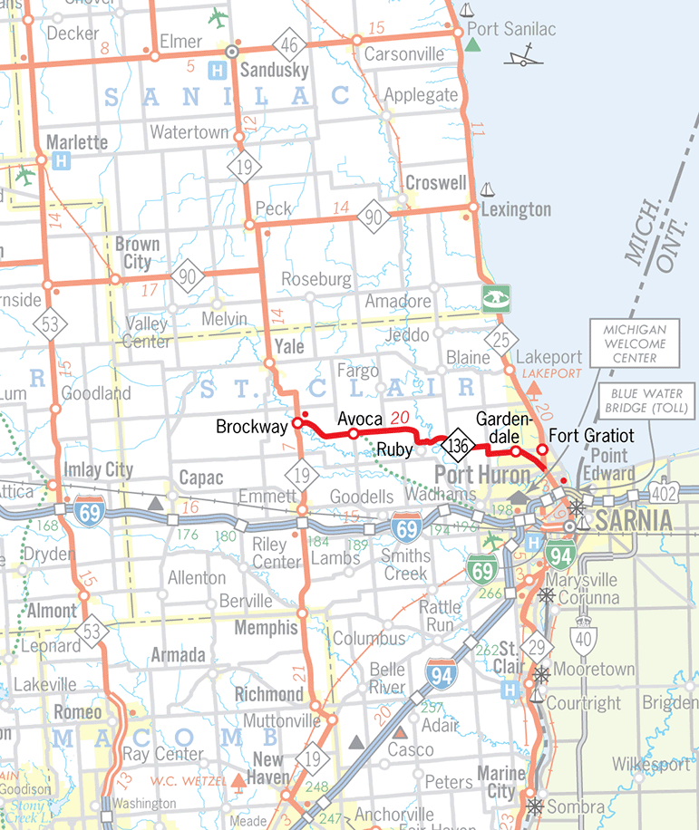 M-136 Route Map