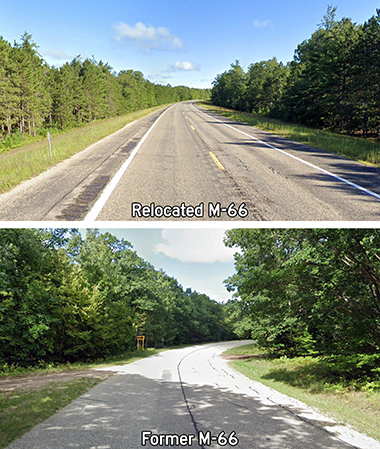 Views of Relocated M-66 and Old M-66 in northern Missaukee County