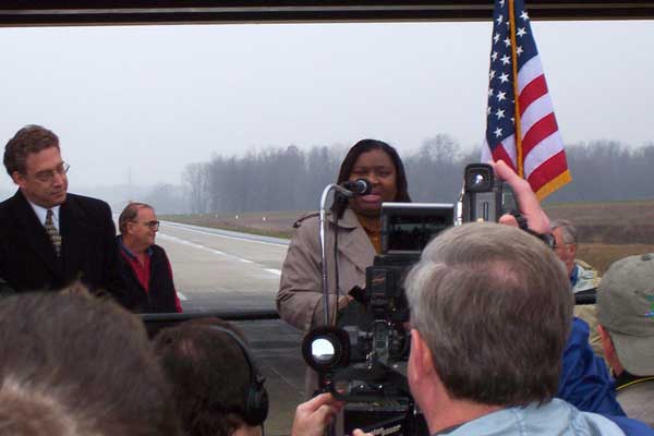 Safford, at left, then introduced MDOT Director Gloria Jeff who thanked a long list of local and state authorities as well as the hard-working people from both "Team MDOT" and the dozens of contractors and sub-contractors who worked on project.