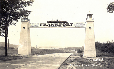 Frankfort Arch welcoming travellers along M-115 since 1938.