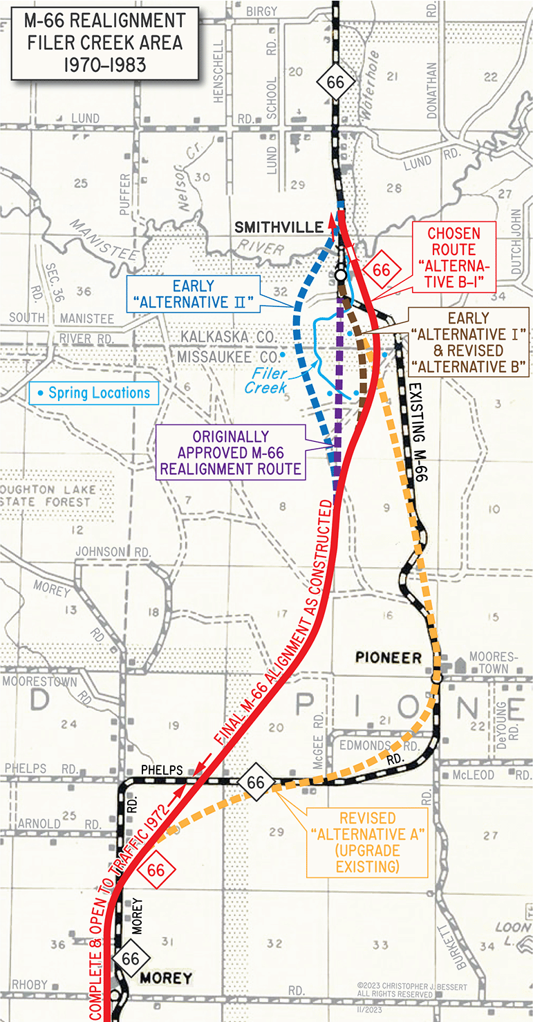 M-66 Missaukee/Kalkaska Realignment, 1970–1983