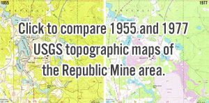 M-95 Republic mine bypass USGS Topographic map comparison 1955 1977