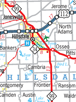 1960 Michigan Dept of State Highways trunkline proposal Hillsdale Area