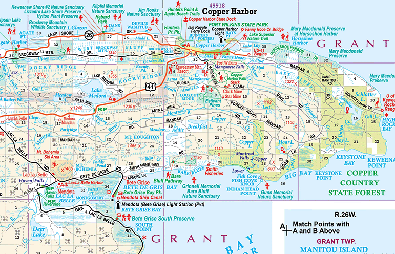 Keweenaw County map sample from the Michigan County Atlas by David M. Brown, 2025.