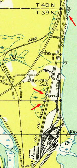 Excerpt from USGS Gladstone (SE) topo map, 1932