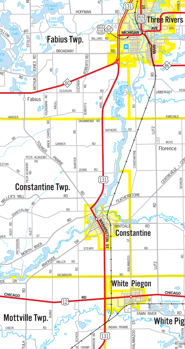 US-131 Constantine Bypass Map - Before/After