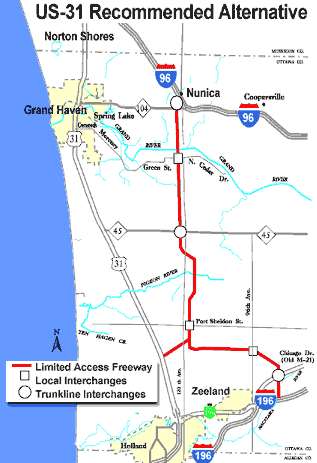US-31 Ottawa County Recommended Alternative Map