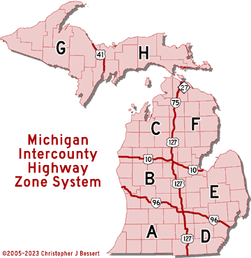 Michigan Intercounty Highway Zone Map