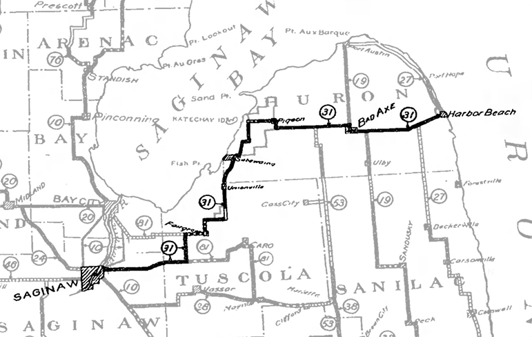 Former M-31 Route Map, 1921