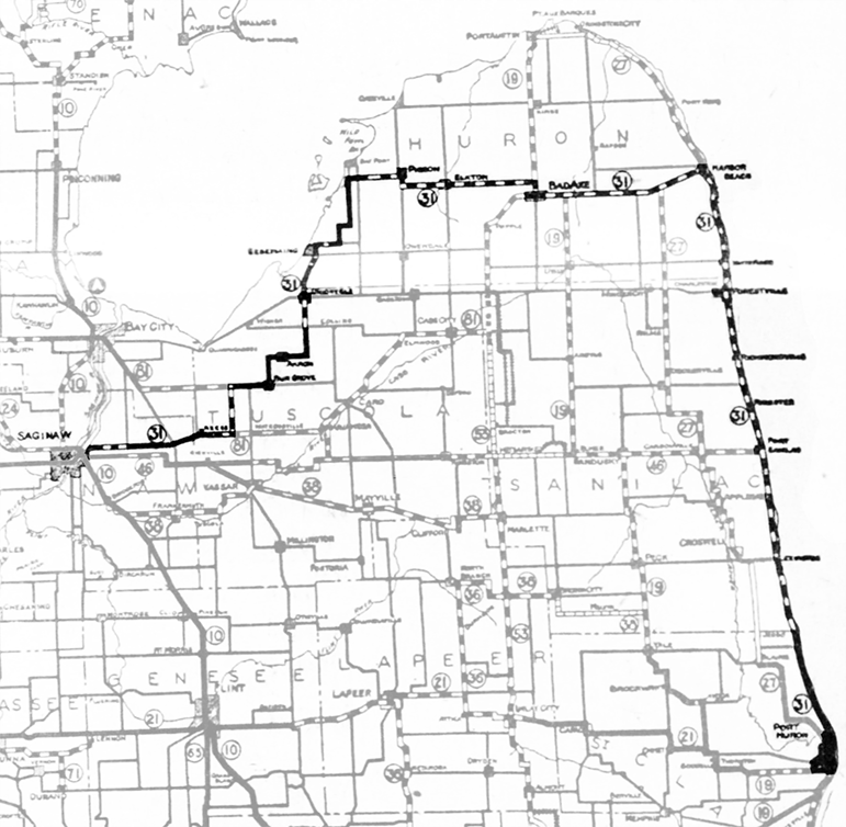 Former M-31 Route Map, 1925 (Michigan State Highway Department)