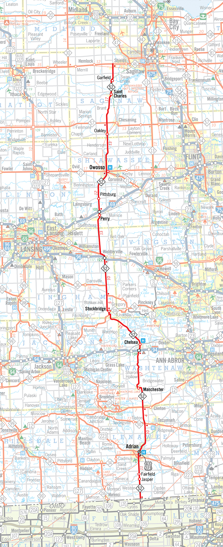 M-52 Route Map