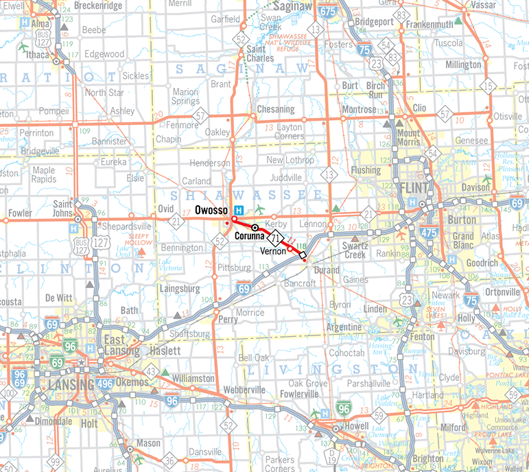 M-71 Route Map