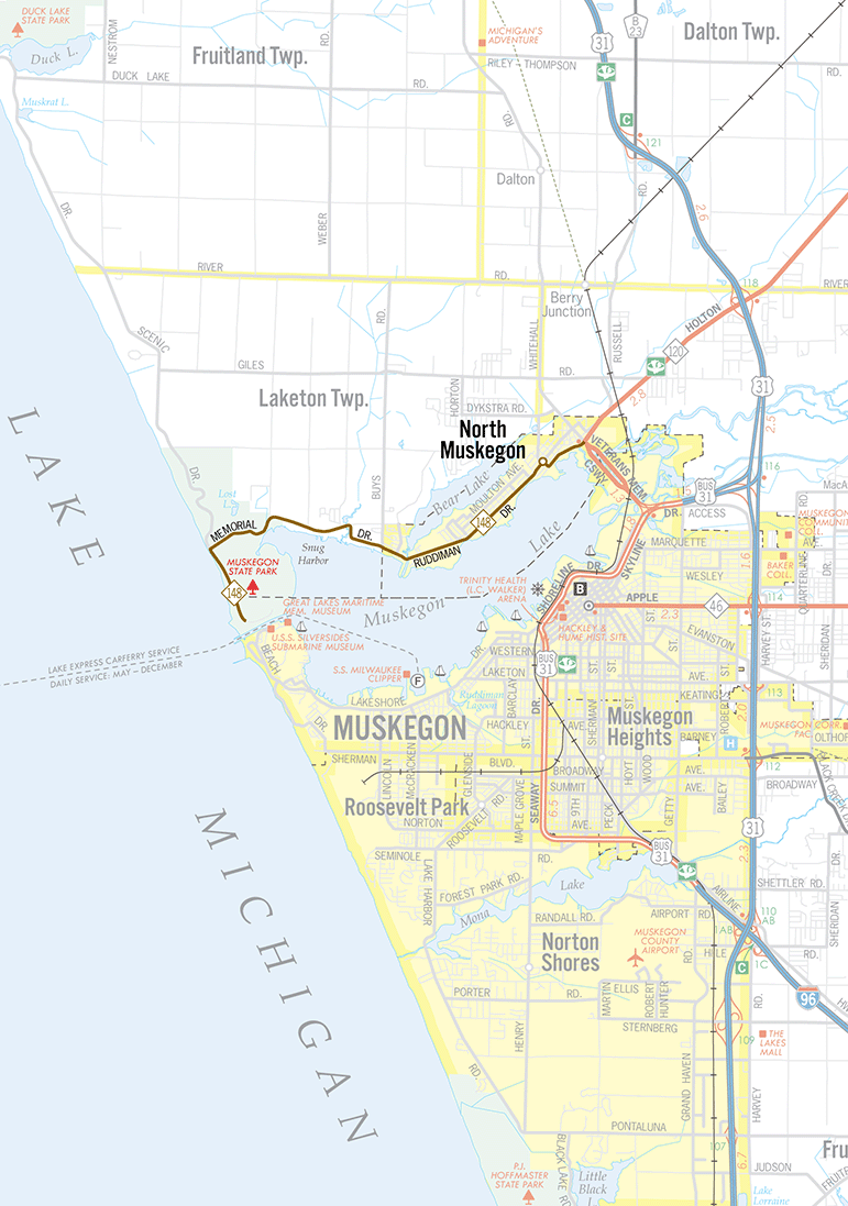 Former M-148 Route Map, 1932