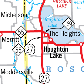 M-55 at Houghton Lake Map, 1949