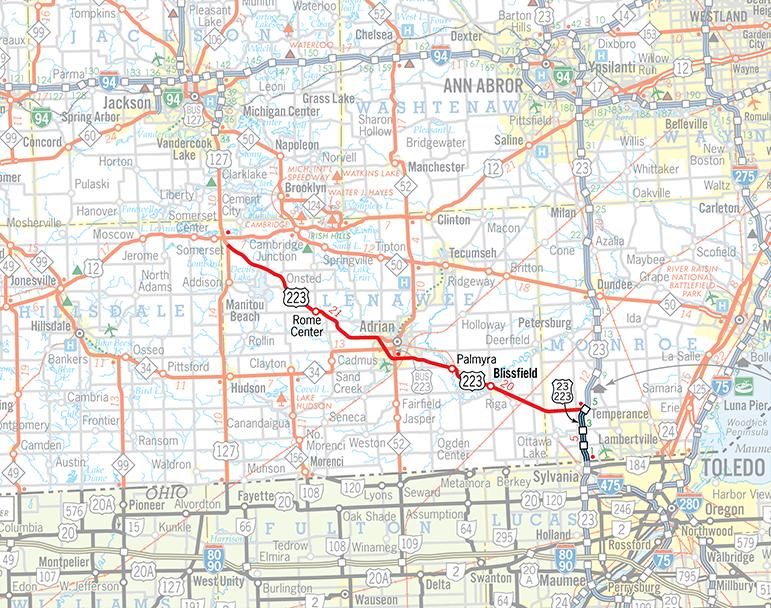 US-223 Route Map