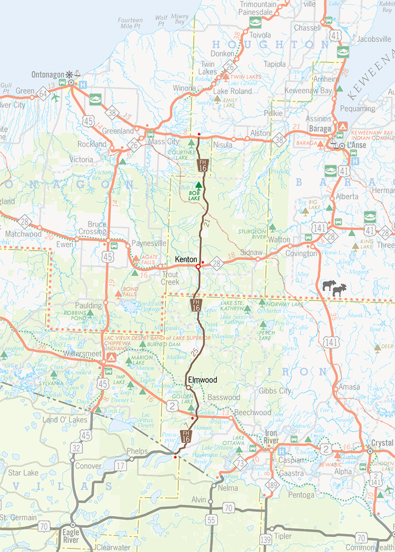 Federal Forest Highway 16 (FFH-16) Route Map